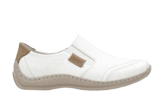 detail dámské kožené mokasíny Rieker L1755-80 Bílá