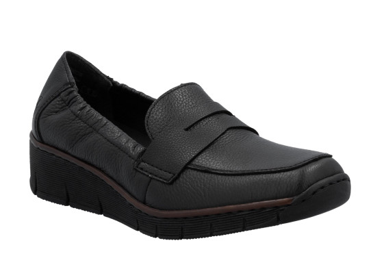 detail dámské kožené mokasíny Rieker 53797-00 Černá