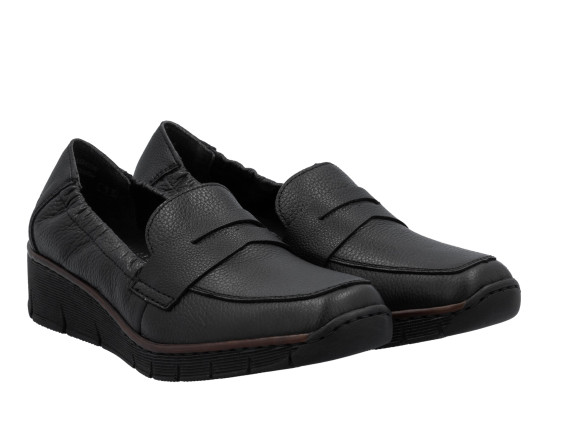 detail dámské kožené mokasíny Rieker 53797-00 Černá