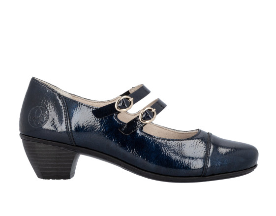 detail dámské lakované lodičky Rieker 41758-14 Modrá