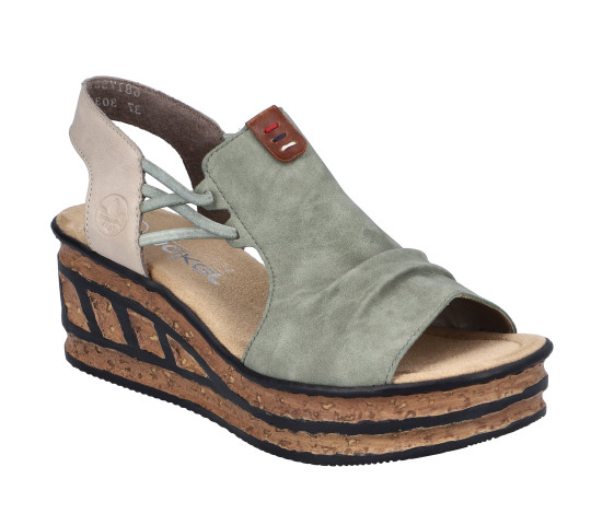 detail dámské boty - sandály Rieker 68175-52 Zelená