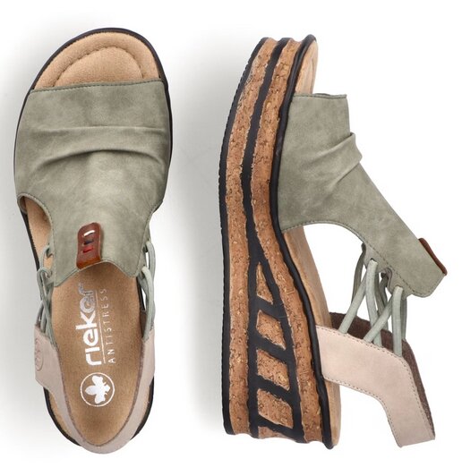 detail dámské boty - sandály Rieker 68175-52 Zelená