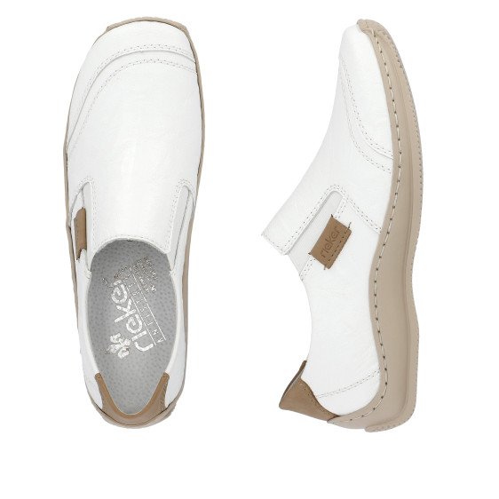 detail dámské kožené mokasíny Rieker L1755-80 Bílá