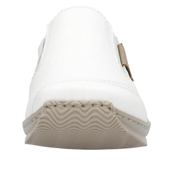 detail dámské kožené mokasíny Rieker L1755-80 Bílá