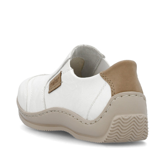 detail dámské kožené mokasíny Rieker L1755-80 Bílá