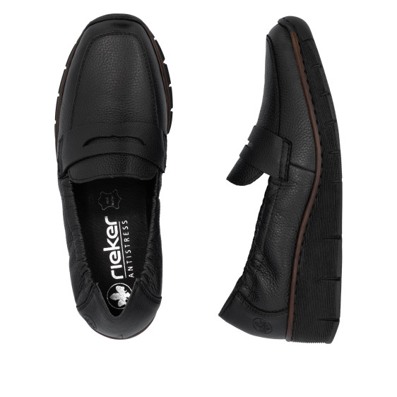 detail dámské kožené mokasíny Rieker 53797-00 Černá