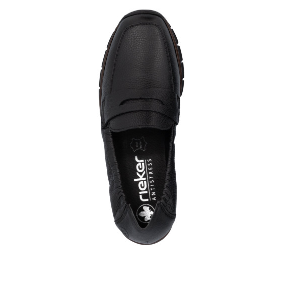detail dámské kožené mokasíny Rieker 53797-00 Černá