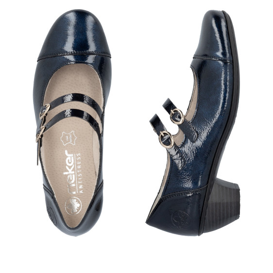 detail dámské lakované lodičky Rieker 41758-14 Modrá